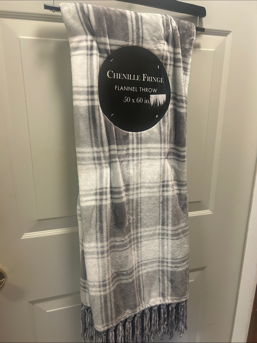 Gray Plaid Flannel Throw Blanket